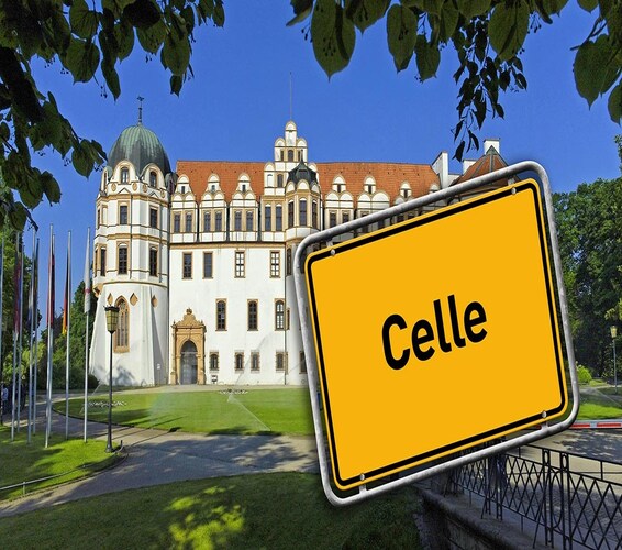 Schloss Celle und Ortsschild
