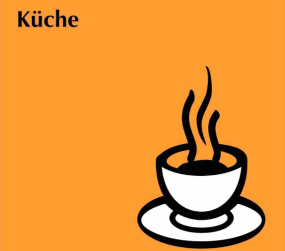 Küche. Dampfende Kaffeetasse.