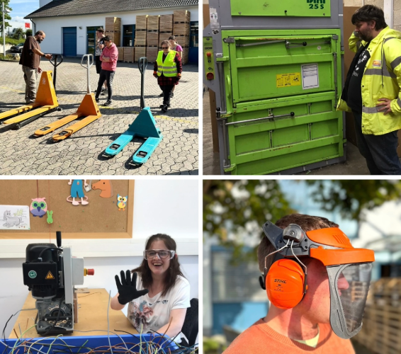 Vier Bilder aus verschiedenen Arbeitsbereichen.