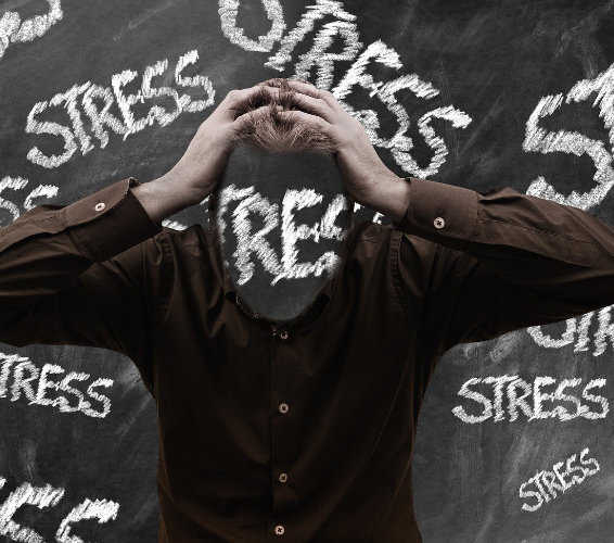 Stressbewältigungstraining. Person rauft sich die Haare.